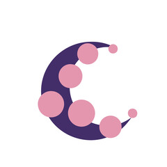 Abstract purple crescent with pink circles © gisel
