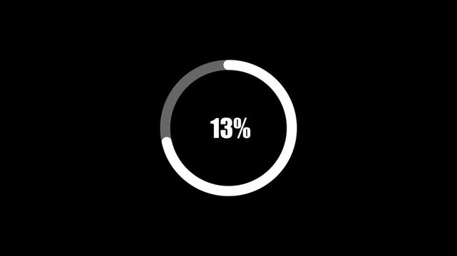 Minimal Circular Progress Loading Animation from 0% to 18% with White Progress Ring on Dark Background