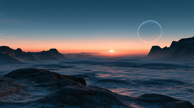 Mysterious Alien Planet With Futuristic Structures and Otherworldly Landscapes