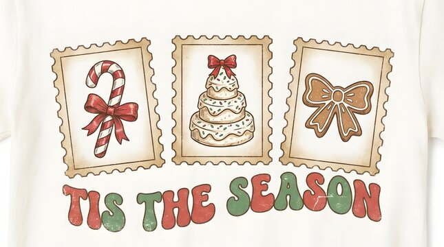 Festive christmas decorations with vintage style tis the season text