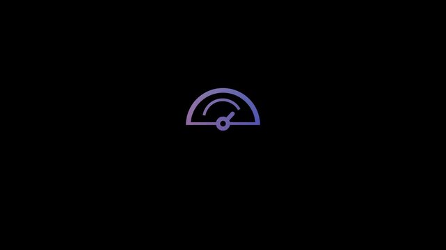 Animated speedometer icon showing performance metrics for digital dashboards