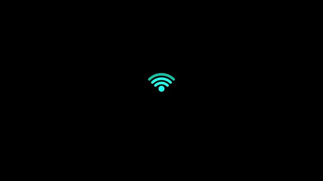 Animated wireless network signal icon loading on a black background