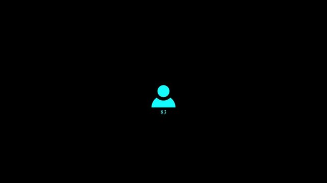 Cyan user profile icon with incremental loading progress percentage counter