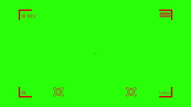 Digital camera recording viewfinder interface overlay on green screen