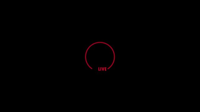 Red live streaming icon with pulsing circle animation for broadcast media