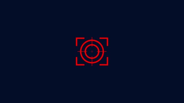Red digital target crosshair animation on dark blue background