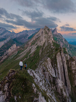 Breathtaking views from Ebenalp Schafler ridge in Switzerland at sunset