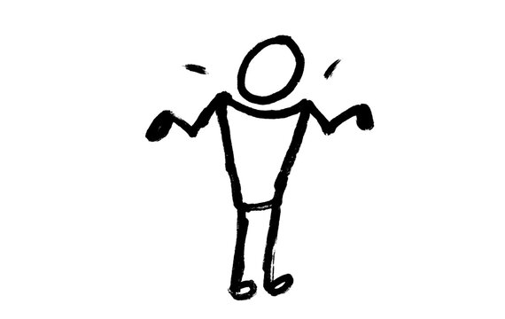 Hand Drawn Doodle Stick Figure Shrug Gesture Sketch Line Art Illustration