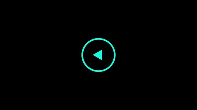 Cyan circular loading icon with a left arrow on black background