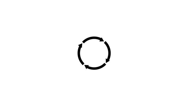 Black circular arrow icon rotating in a continuous loop for web interface