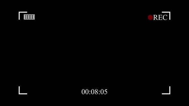 Digital camera recording viewfinder overlay with rec indicator and timecode