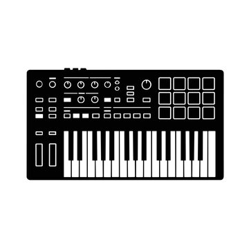 icon silhouette MIDI keyboard vector illustration