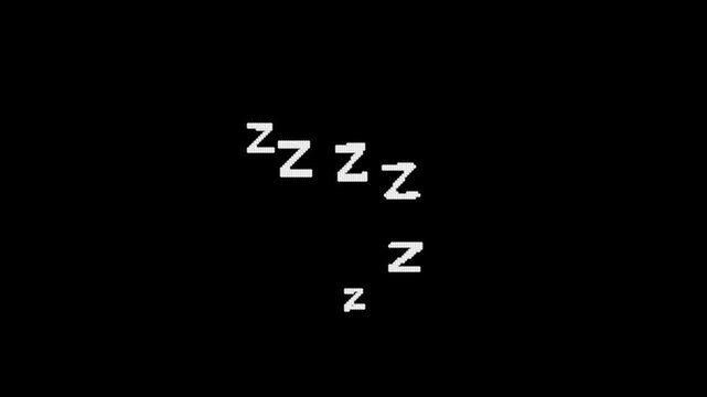 Animated sleeping zzz letters floating upward smoothly, comic cartoon sleep symbol motion icon element asset, funny tiredness dream overlay on green screen and black background. 4k video