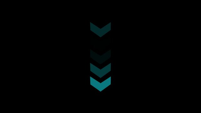 Cyan chevron pattern slides downward across a black background