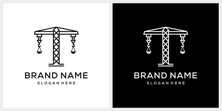Minimalist crane for construction logo design inspiration