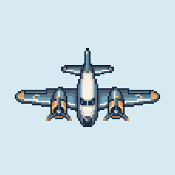 Airplane Pixel Art Illustration for Retro Gaming and Web Design