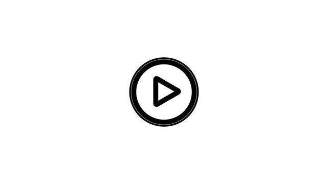 Play button icon pulsates gently on a white background