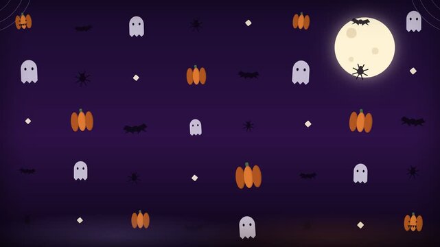 Halloween Spooky Background Animation with Pumpkins and Bats