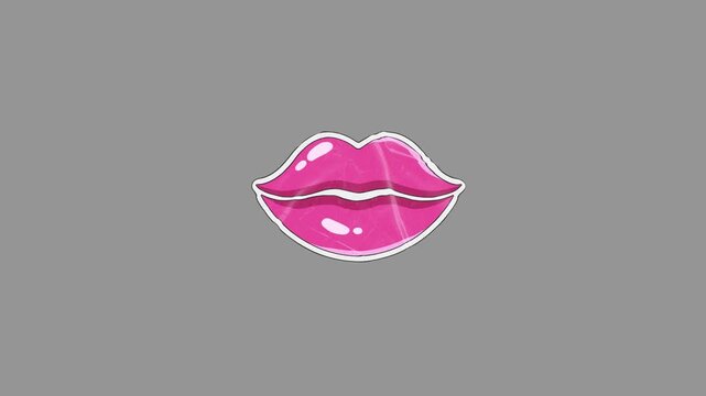 Animated Pink Cartoon Lips Turn Sideways on a Transparent Background