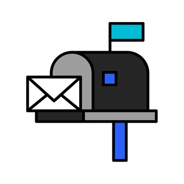 Mailbox and Envelope Icon Vector Illustration
