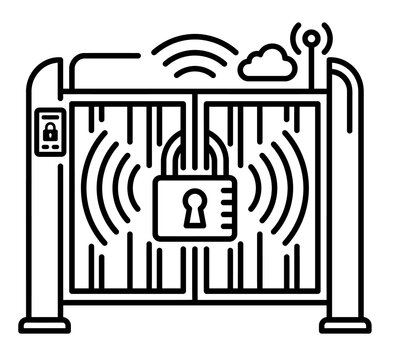 Smart gate with wireless locking system and cloud connectivity icon