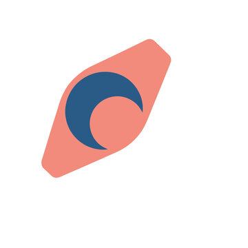 Abstract coral shape with blue crescent