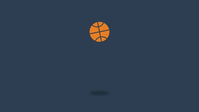 Animated bouncing basketball in a flat design style against a solid dark background