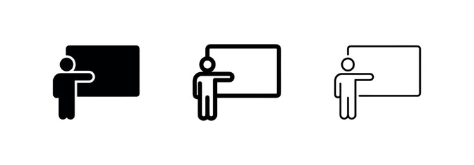 Teacher Presenting at Blackboard School Icon © liubomir118809