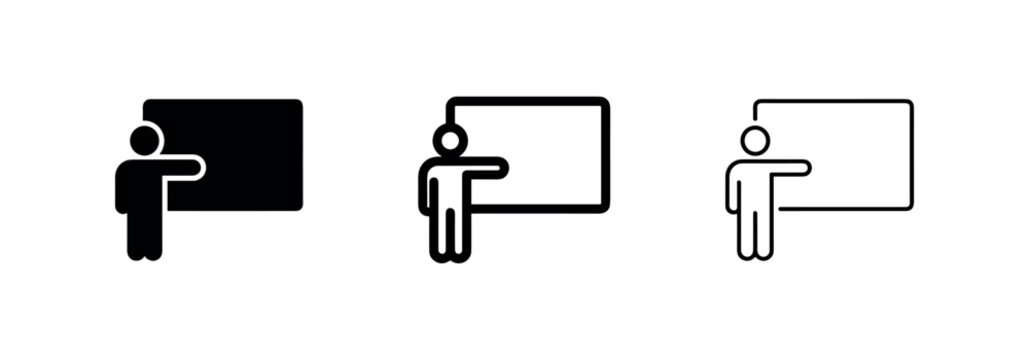 Teacher Presenting at Blackboard School Icon