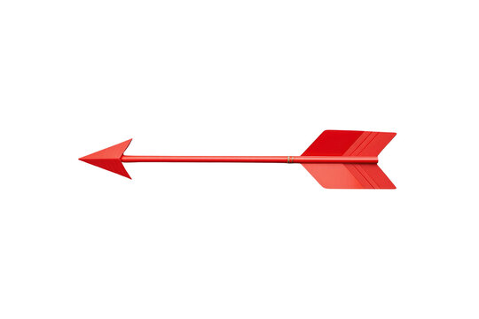 Thin red arrow pointing left with feathered tail