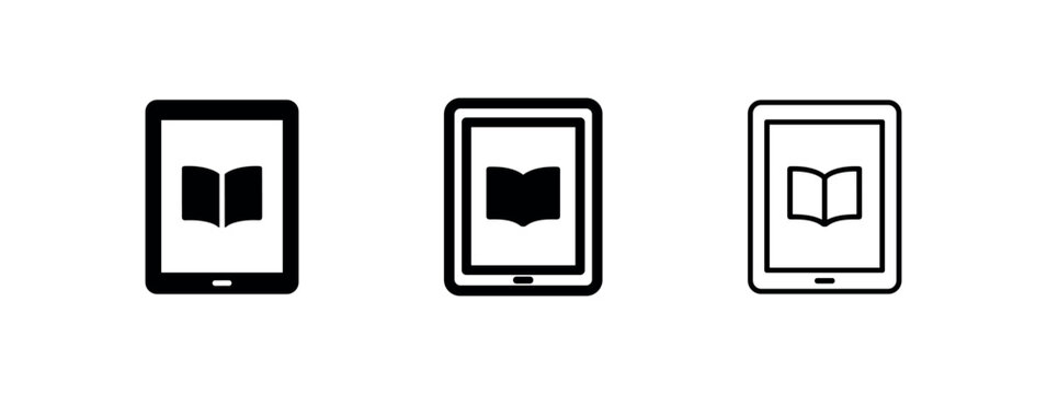 Digital ebook reader tablet icon set