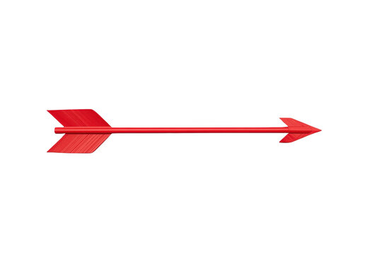 Thin red arrow pointing right with feathered tail