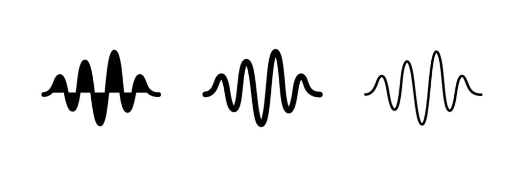 Abstract audio sound wave icon set. Representing frequency, vibration or voice signal.