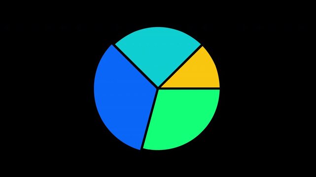 Vibrant Colorful Pie Chart Graphic Displaying Statistical Business Data on a Transparent Background Design