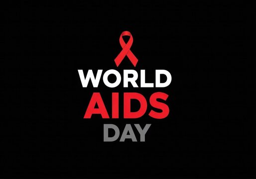 World Aids Day awareness ribbon and text on a black background