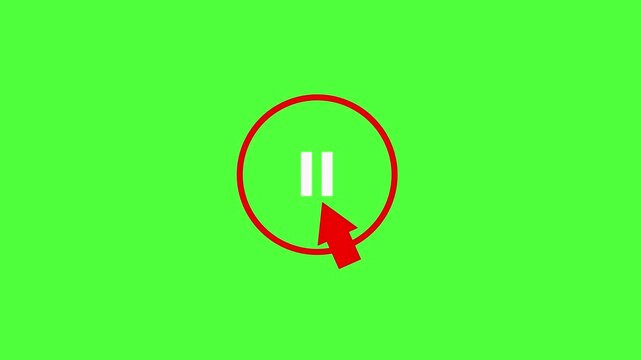 Cursor arrow clicking play and pause button motion graphic with alpha channel. minimalist white media player user interface controller on black background 4k motion ...