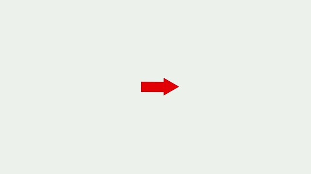 arrow icon animation on black background. Minimalist red arrow pointing right animation, clean motion pointer on Alpha channel