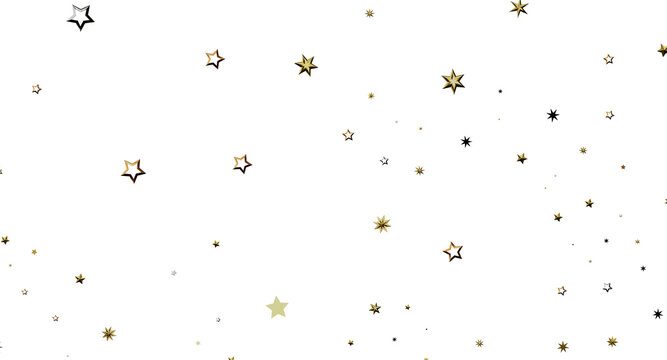 Abstract gold star confetti on white background. Perfect for celebrations, holidays, Christmas, New Year's and festive d