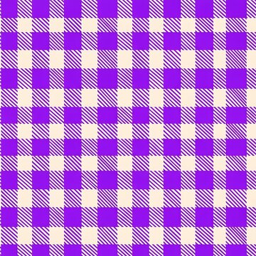 Seamless purple checkered gingham pattern textile background design