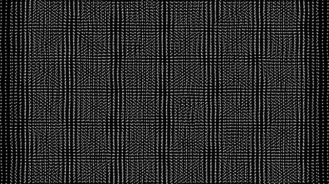 Abstract geometric grid pattern made of glowing white dots on a black background a rhythmic showing structured formed