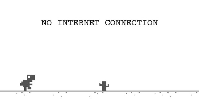 Pixel Art Dinosaur No Internet Connection - Game Over Animation