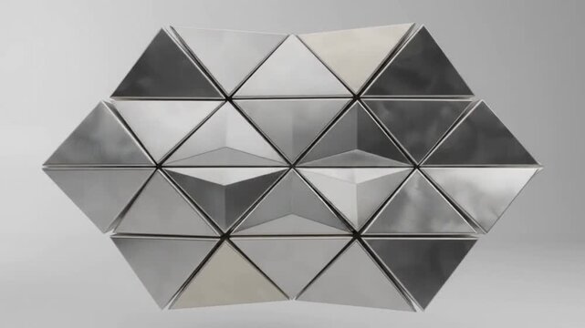 abstract 3d metallic geometric origami opening transformation animation background