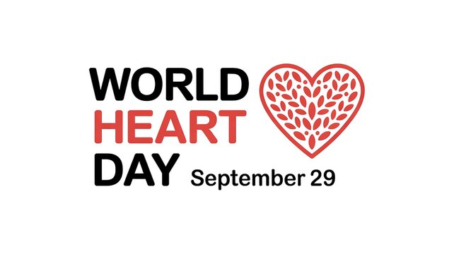 Heart day text with red leaf pattern heart september 29