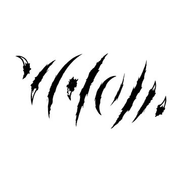 Claw scratch vector graphic set with sharp tearing marks and beast slashes isolated on white