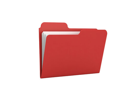 Open red document folder with white paper