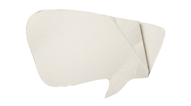 White speech bubble with a folded overlapping corner on a white background