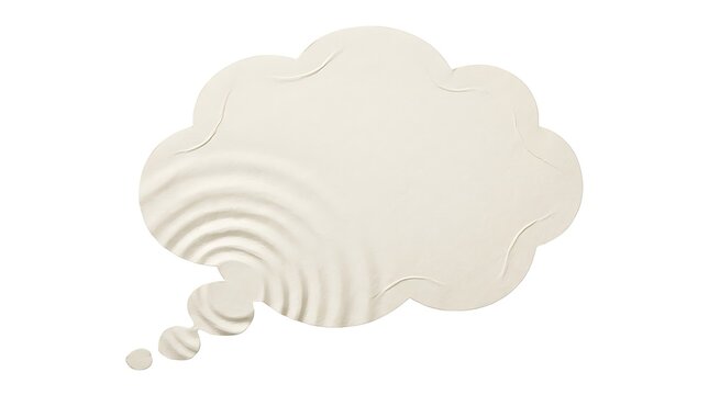 White cloud shaped thought bubble with concentric ripple texture isolated