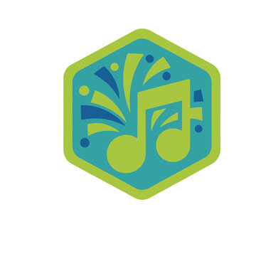 Musical Note Icon with Abstract Burst