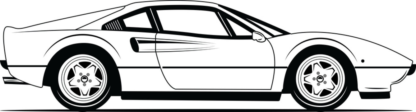 Italian Exotic Car Outline PNG File - Hand Drawn - NOT AI
