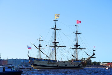 St. Petersburg, a large sailing ship on the Neva River. © Ruslan
